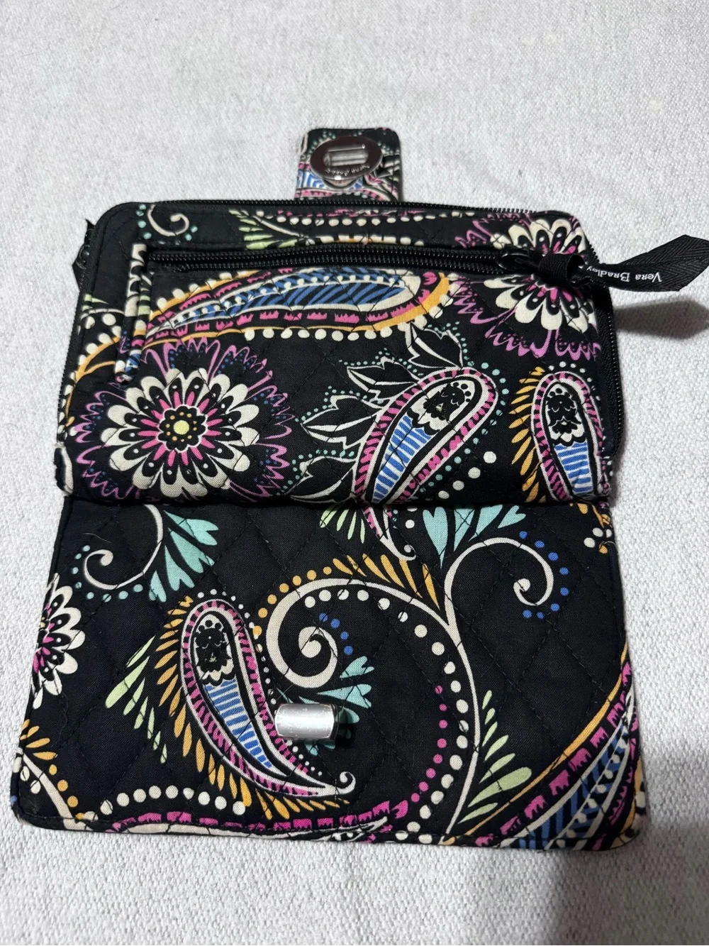 Vera Bradley Black Quilted Paisley Wallet with Colorful Accents - Picture 5 of 6